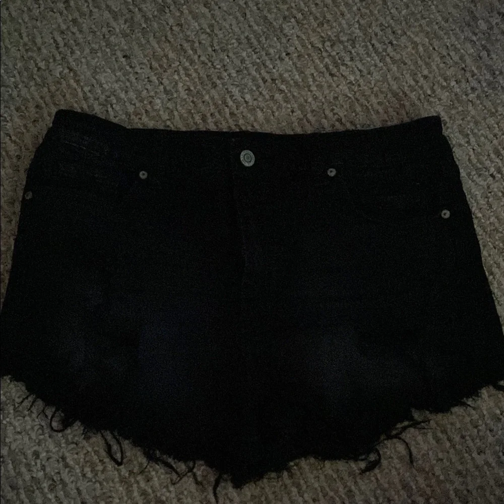 Eunina Black Jean Shorts Distressed Frayed Hem - Picture 1 of 1